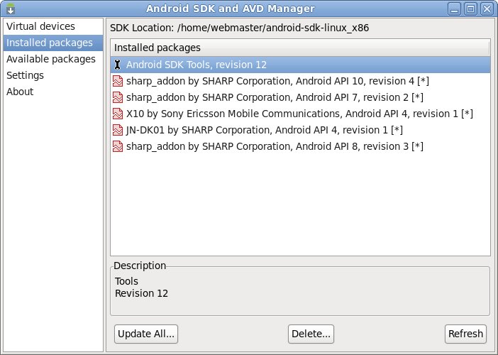 Android SDK and AVD Manager