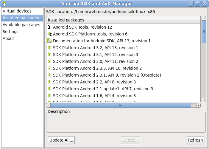 Android SDK and AVD Manager