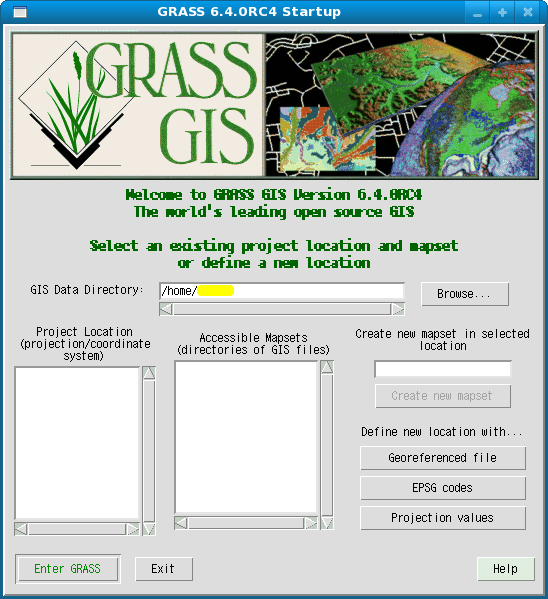 GRASS 6.4.0RC4 Startup